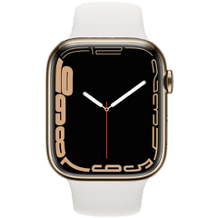 Apple Watch Series 7 de 45mm de acero inoxidable dorado reacondicionado | 4G con correa deportiva blanca | 1 año de garantía | Accesorios