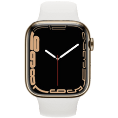 Apple Watch Series 7 41mm Refurbished | RVS Goud | 4G | Wit Sportbandje | 2 jaar Garantie | Inclusief Accessoires