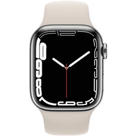 Apple Watch Series 7 45mm Refurbished | RVS Zilver 4G | Wit Sportbandje | 2 jaar Garantie | Incl. Accessoires