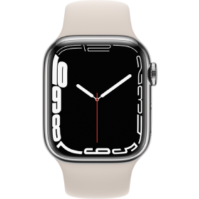 Apple Watch Series 7 41mm Refurbished | RVS Zilver | 4G | Wit Sportbandje | 2 Jaar Garantie | Inclusief Accessoires