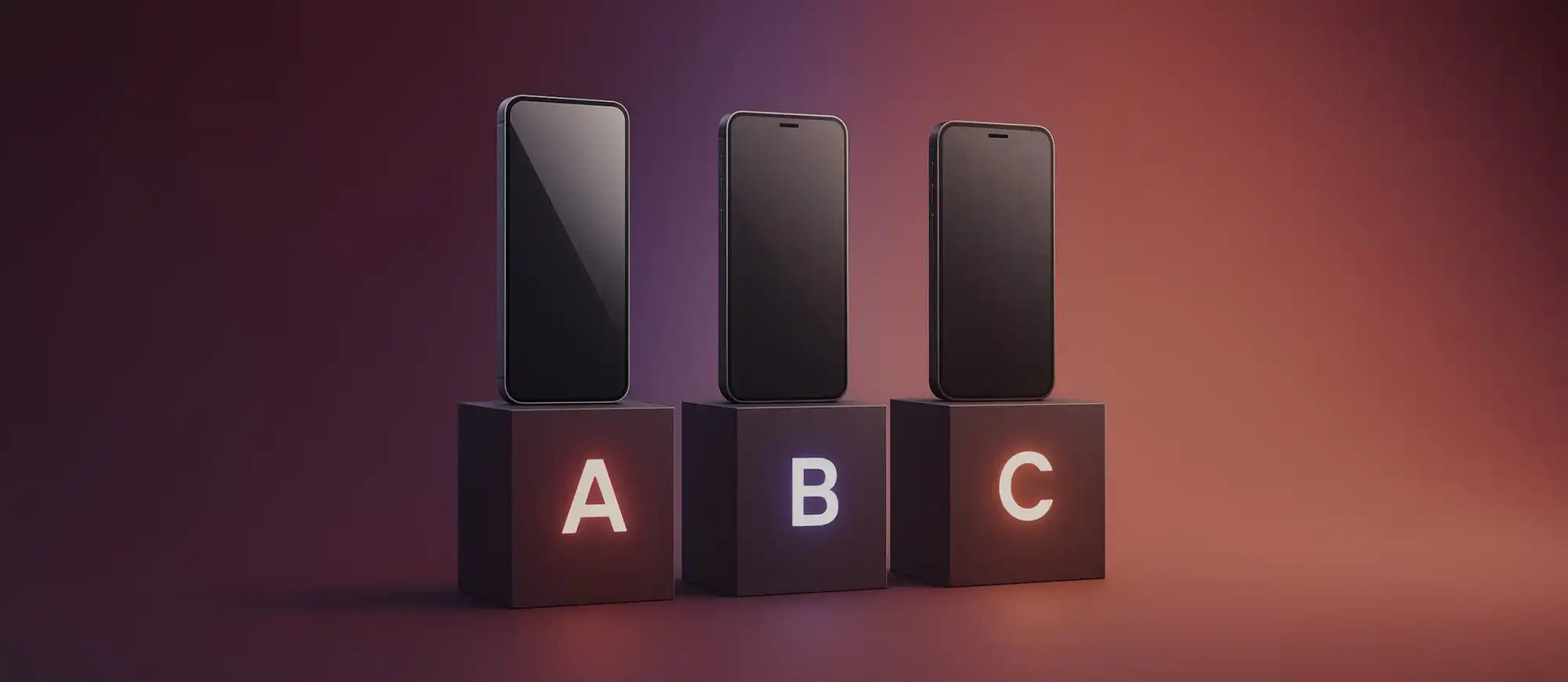 Drie smartphones met verschillende schermontwerpen.