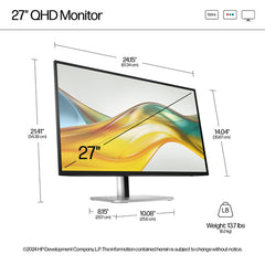 HP S5 Pro 527pq 27" IPS QuadHD Monitor Refurbished | 2560x1440 | HDMI | DisplayPort | VESA Mount | 12M Garantie