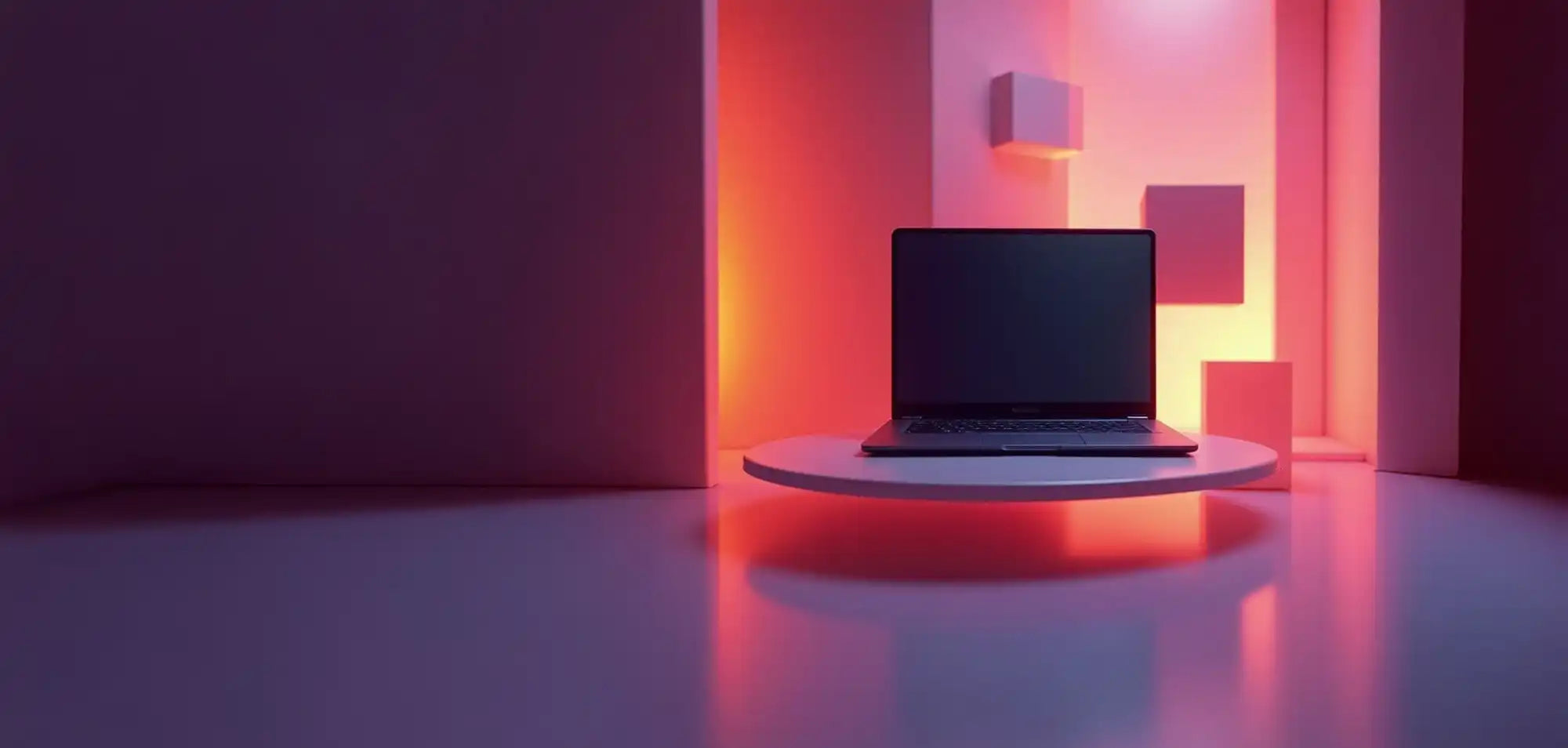 Strakke, donkere laptop met een leeg scherm.