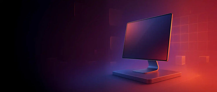 Een strakke, moderne computermonitor met een donkere, reflecterende scherm.