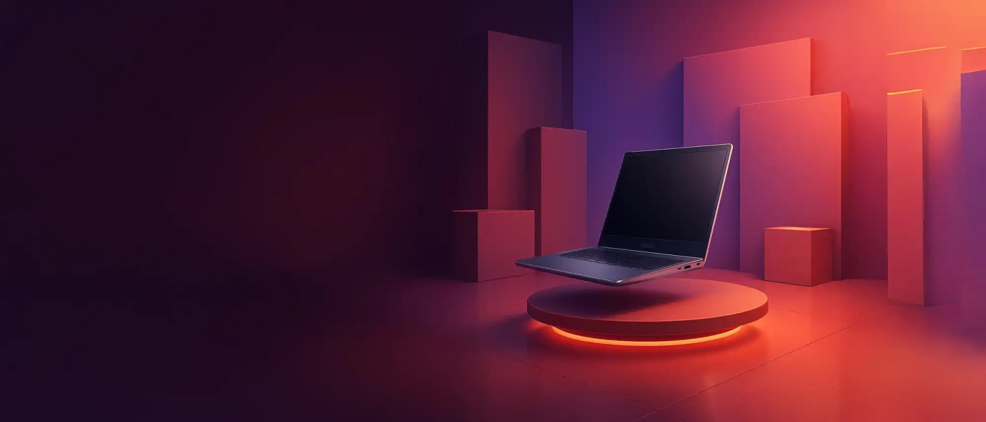 Strakke, zilveren laptop met een donker, reflecterend scherm.